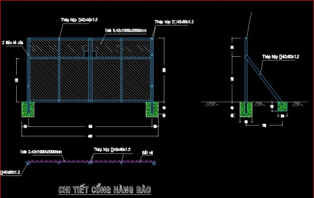 Bản vẽ thiết kế hàng rào tôn công trường đơn giản nhất